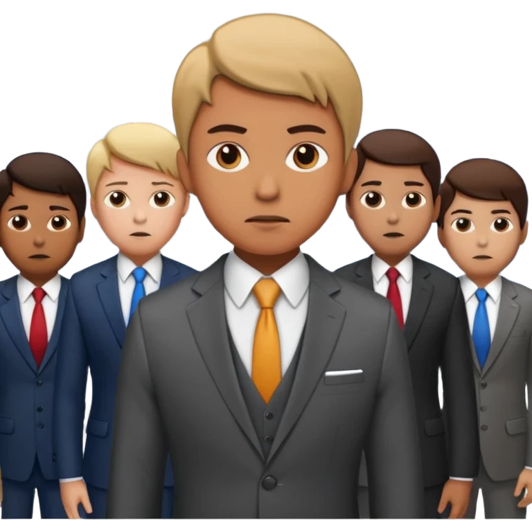 Create a realistic emoji of a person making some decisions in front of a grounp while standing in a office emoji