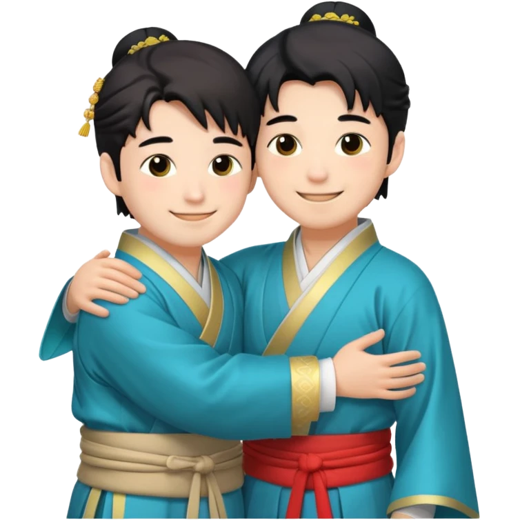 two guys hugging in hanfu emoji