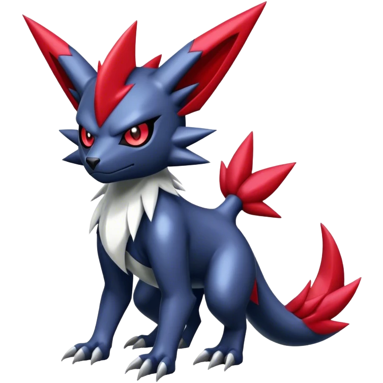 Cool Edgy Shiny Digimon-Weavile-Absol-Zoroark-Zangoose-hybrid full body emoji