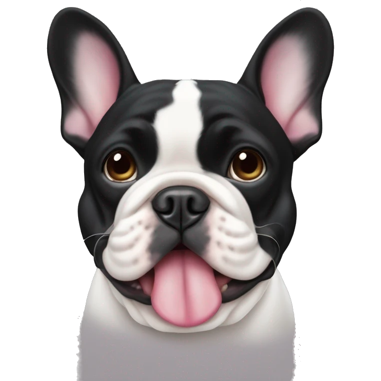 Black and white french bulldog with a ྀི emoji