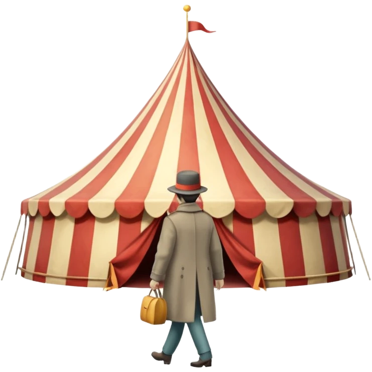 A person waking away from a circus big top  emoji