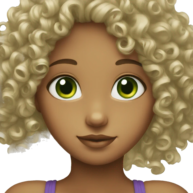 Curly girl with green eyes emoji