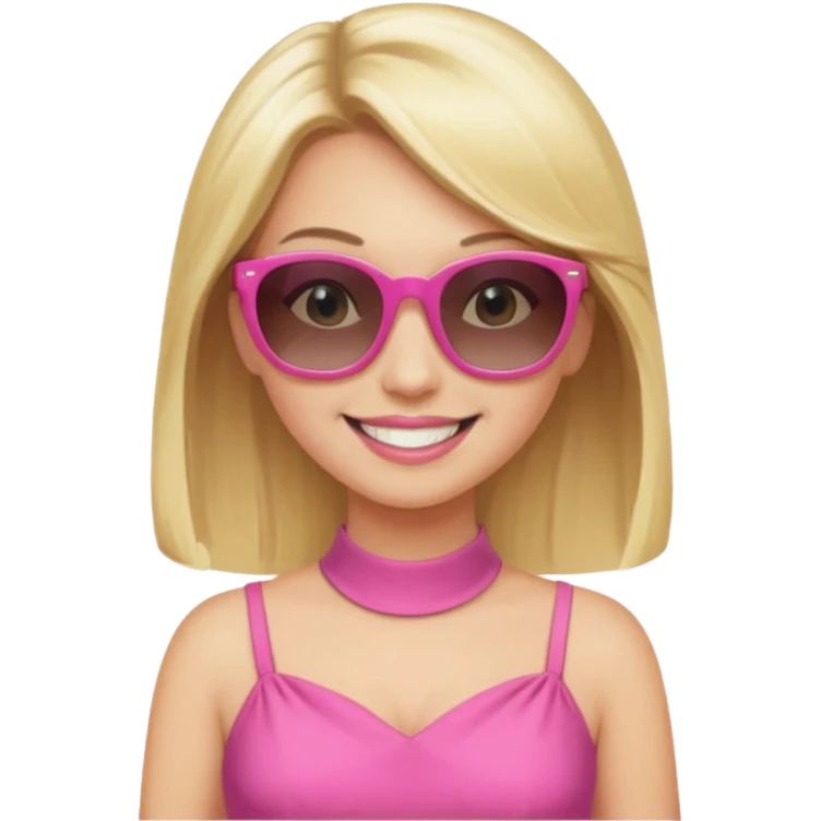 dior women with long blonde hair, pink dress, wear sun glasses emoji