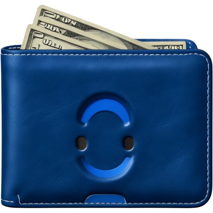  Deep Blue wallet with a single one dollar bill inside, just one dollar open the wallet emoji