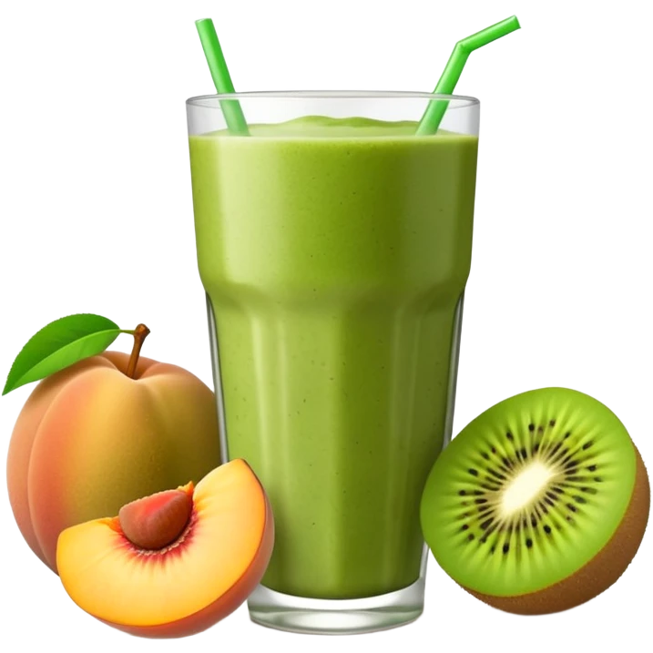 smoothie with peaches and green kiwi emoji