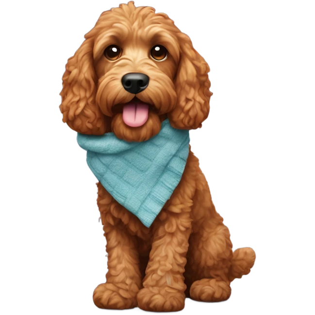 Ginger cockapoo holding a sock emoji