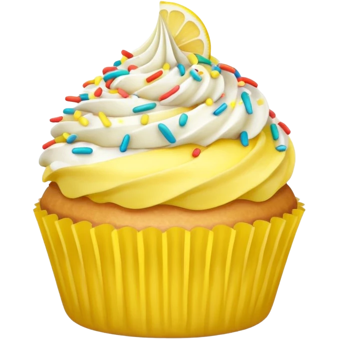 lemon cupcake with sprinkles emoji
