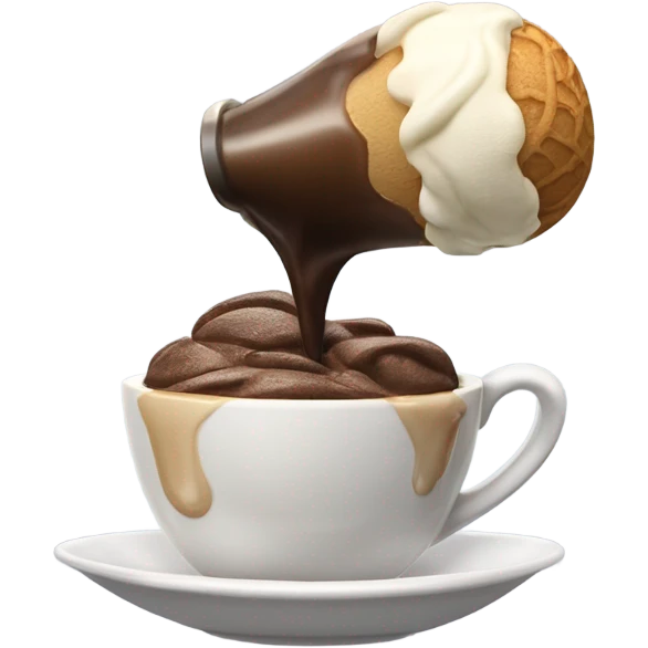 Espresso being poured over one scoop of ice cream emoji
