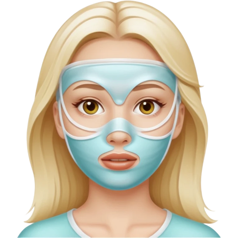 White girl doing skincare white jel mask all over face  emoji