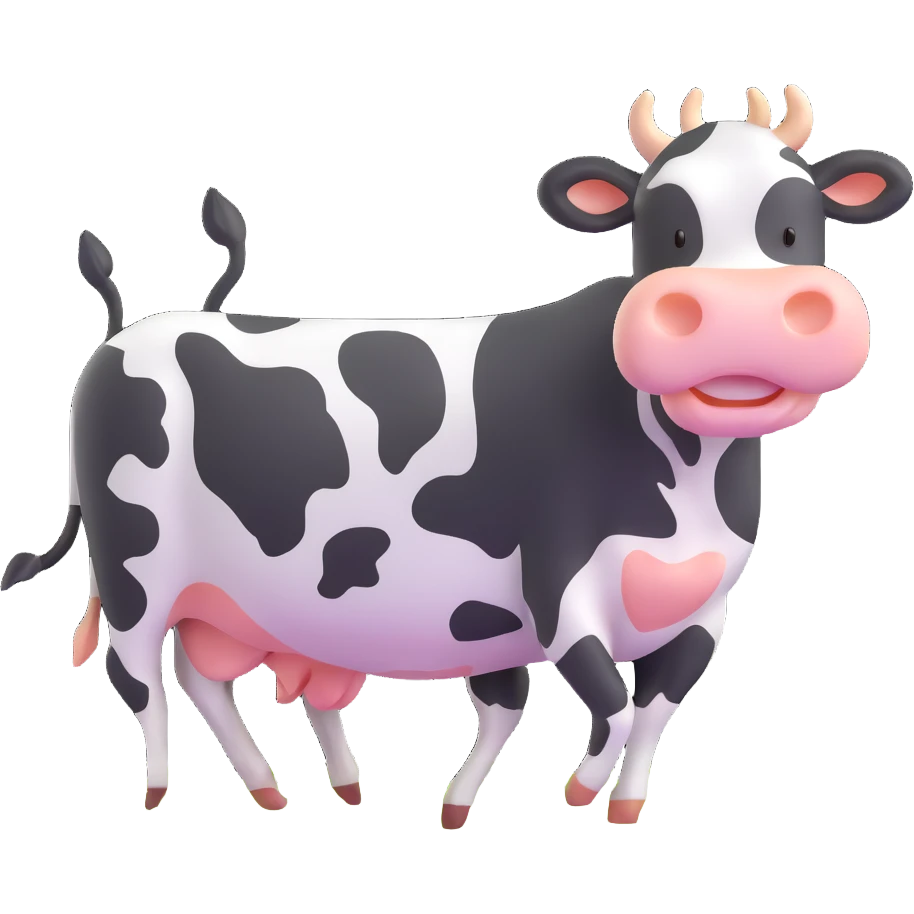 black and white cow jumping in a grass field emoji