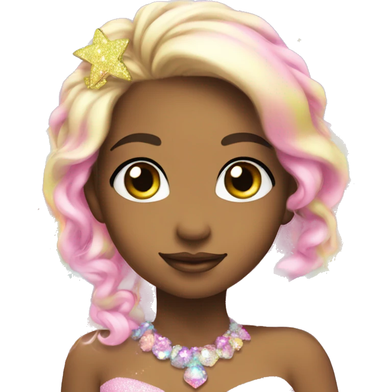 beautiful kawaii princess, rainbow, sparkle  emoji