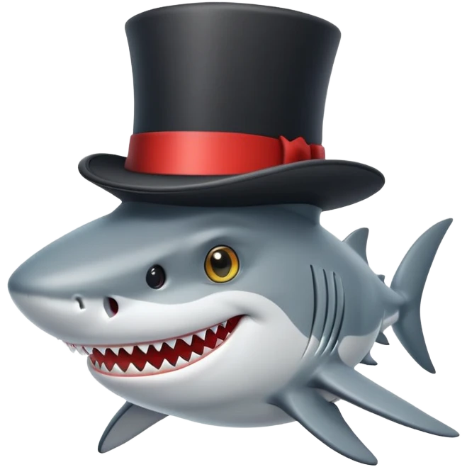Shark with a top hat emoji