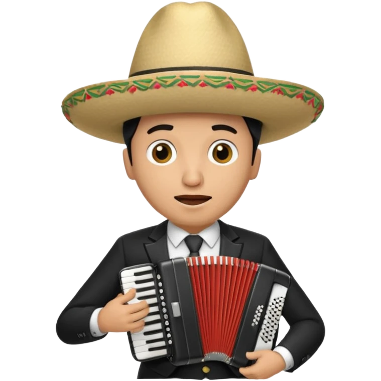 Mariachi hat, mariachi suit playing, and accordion with a teardrop coming down his face emoji