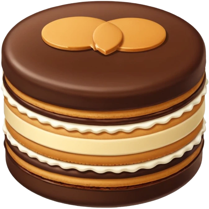 un alfajor triple de dulce de leche y chocolate de portezuelo emoji