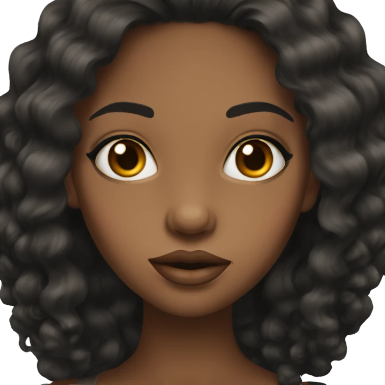 Pretty black hair brown skin girl with big lips emoji