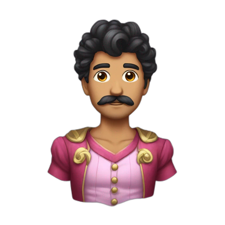 perona con pelo negro y bigote emoji