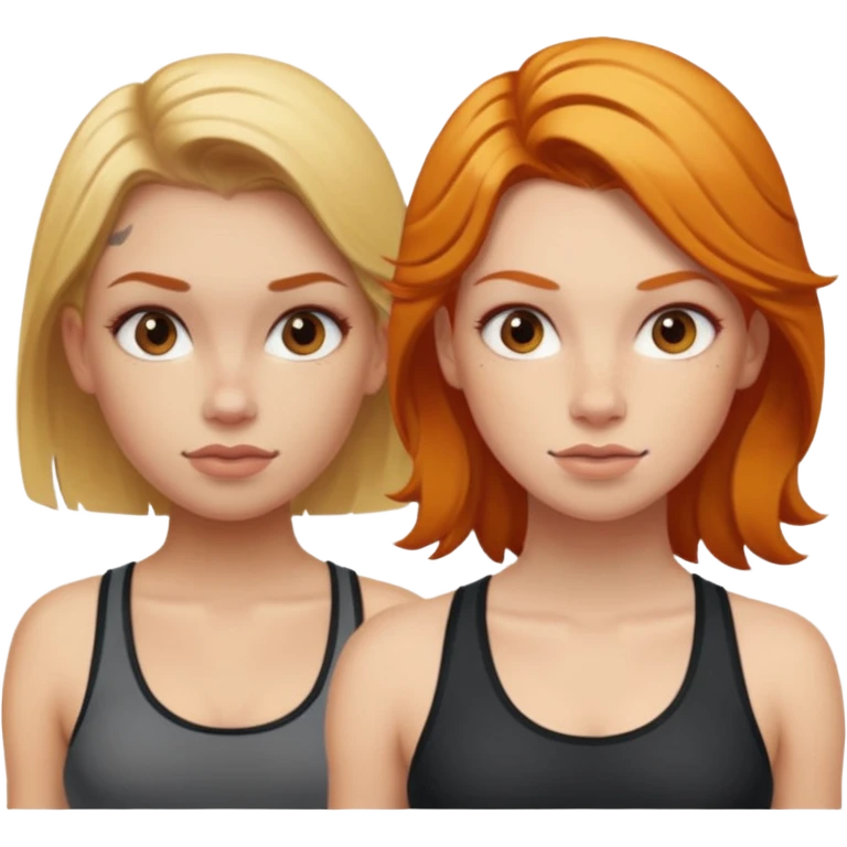 blonde tattoood girl and ginger athleticic girl emoji