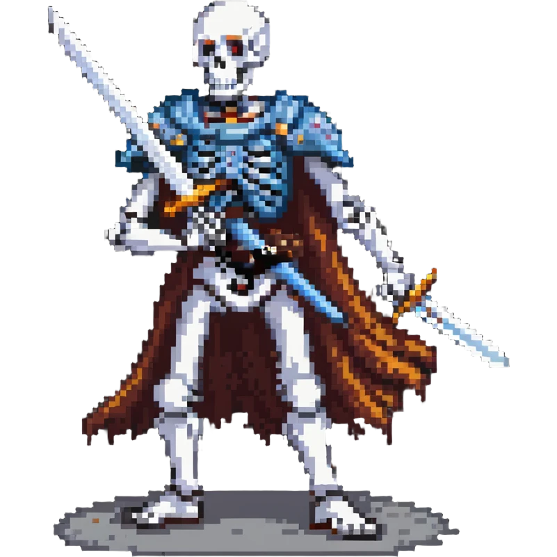 skeleton with a sword in battle stance emoji