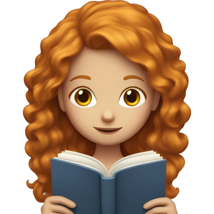 Ginger haired girl reading book emoji