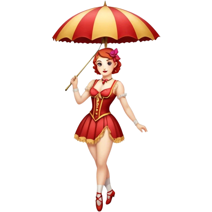 Vintage circus tightrope walker holding parasol emoji