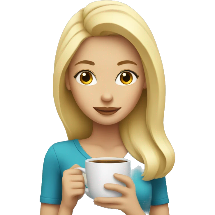 Blonde girl drinking coffee emoji