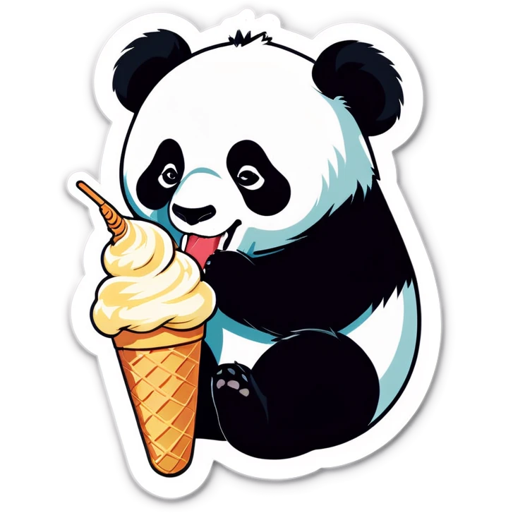 Panda eating ice cream emoji