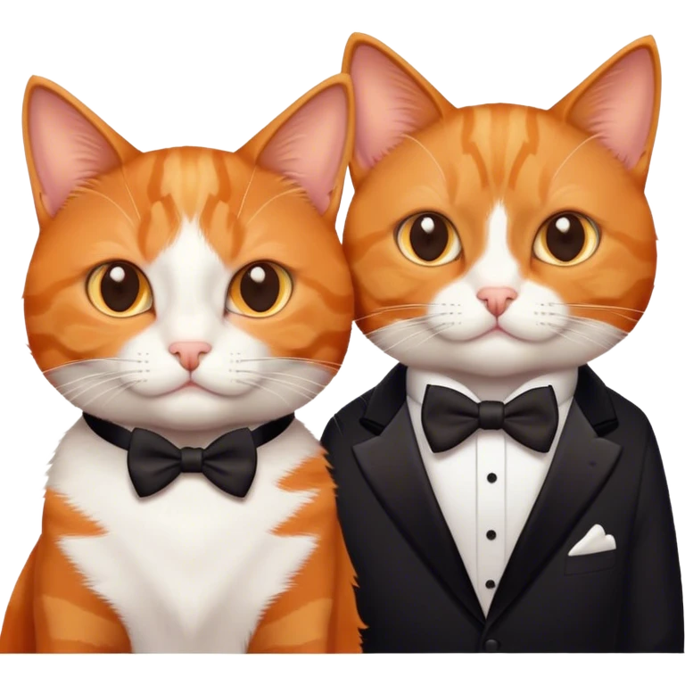 Orange and tuxedo cat brothers emoji