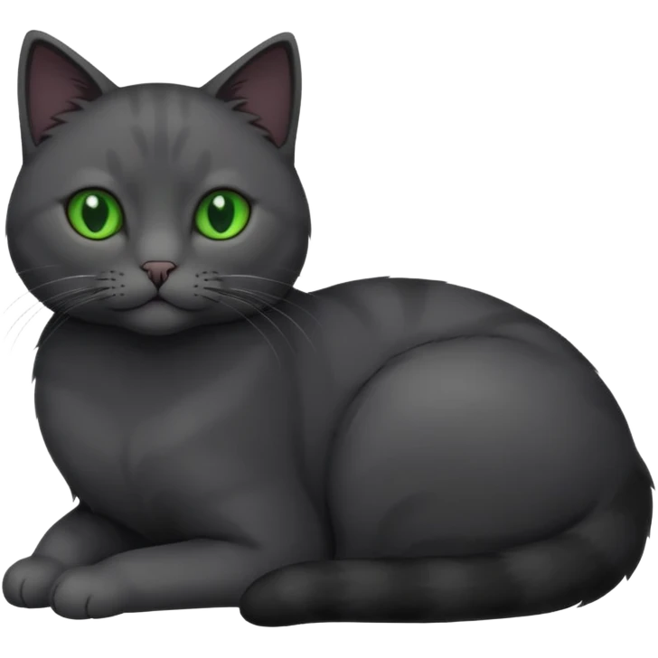 full body solid dark grey cat with green eyes and white paws emoji
