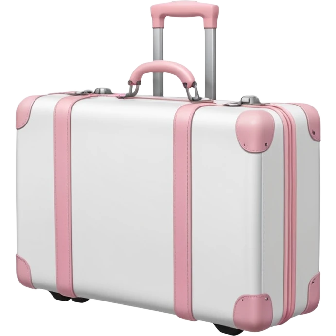 White suitcase with pastel pink handle emoji