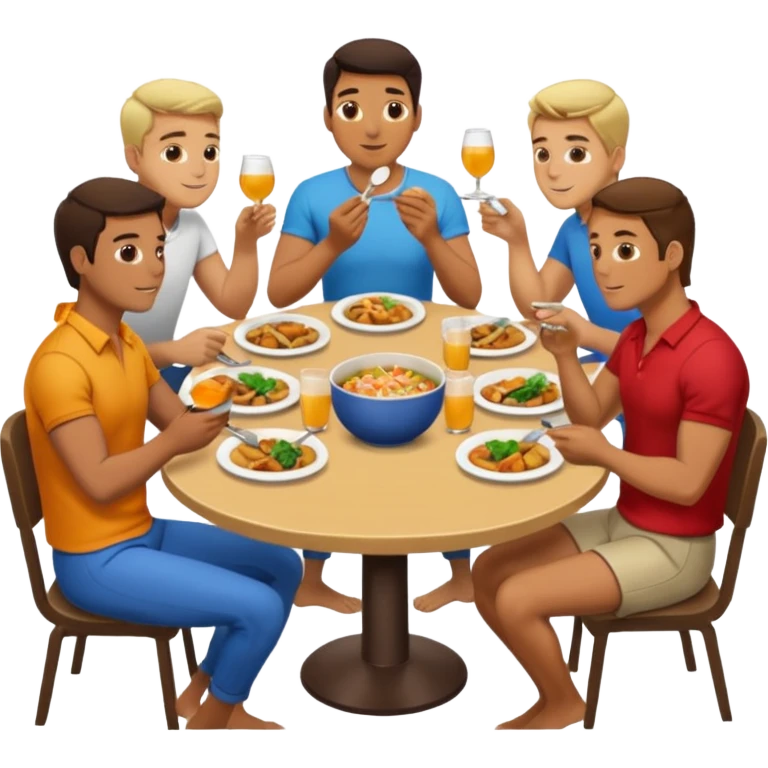 men eating at restaruant emoji