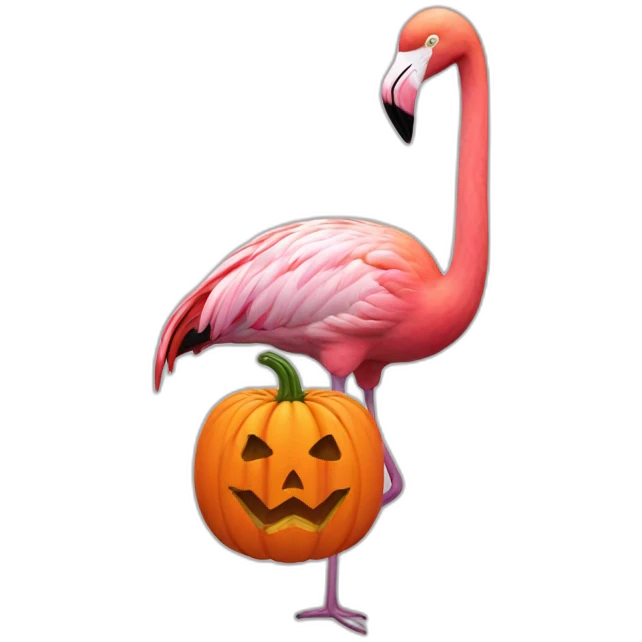 Flamingo and pumpkin emoji