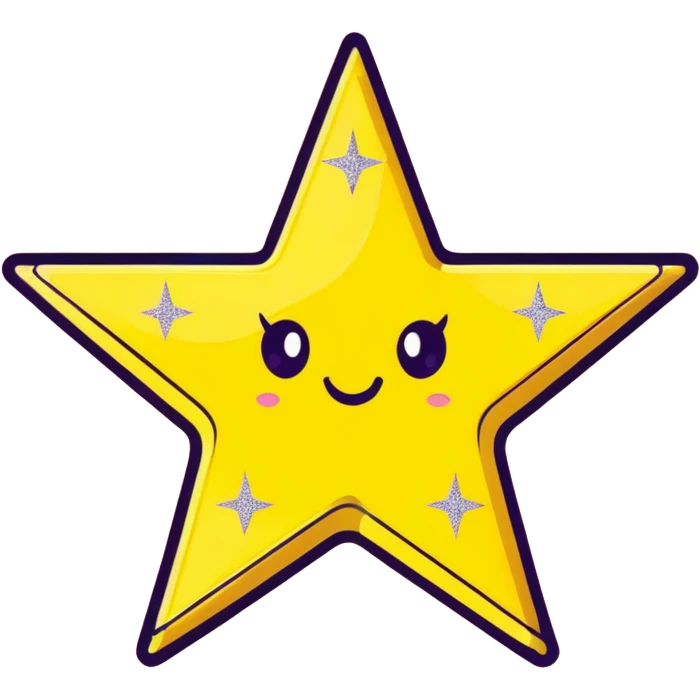 3D golden star with soft glow, five sharp symmetrical points, lots of glitter particles, cartoon style, friendly appeal, pastel yellow background, Pixar-inspired lighting emoji