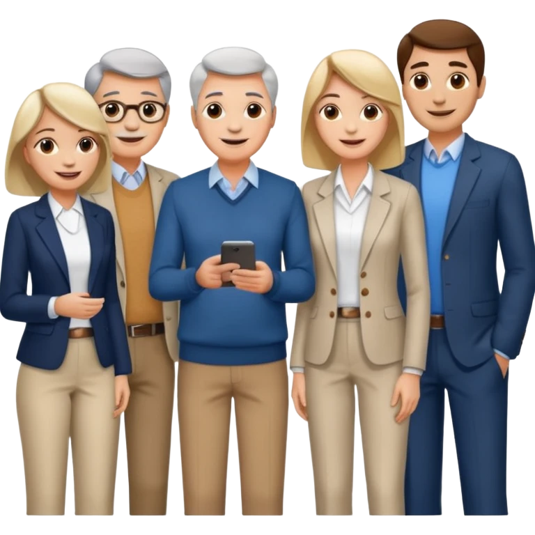 Millions of young people, adults and seniors in casual clothing at an afterwork meeting emoji