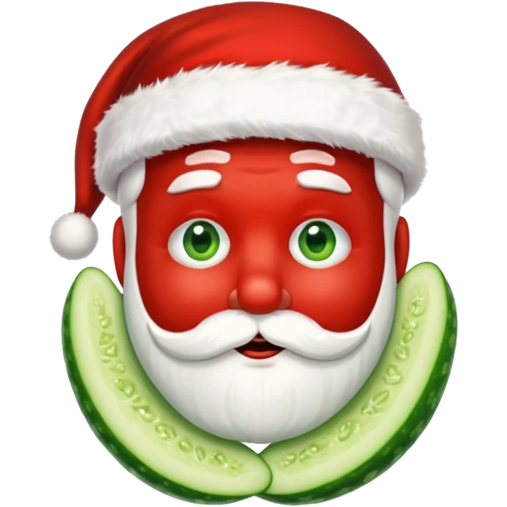 Santa with cucumber slices over his eyes emoji