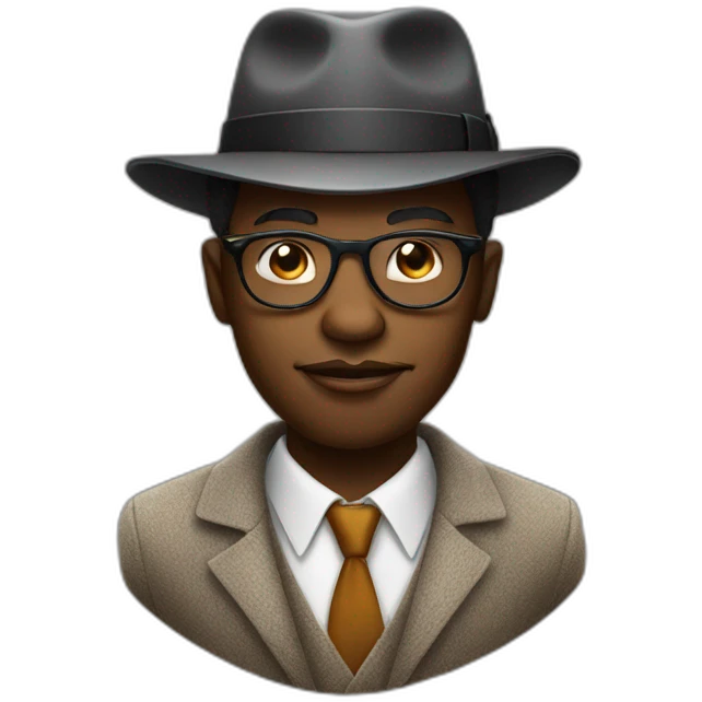 African America man wearing a fedora with glasses smoking a cigar emoji