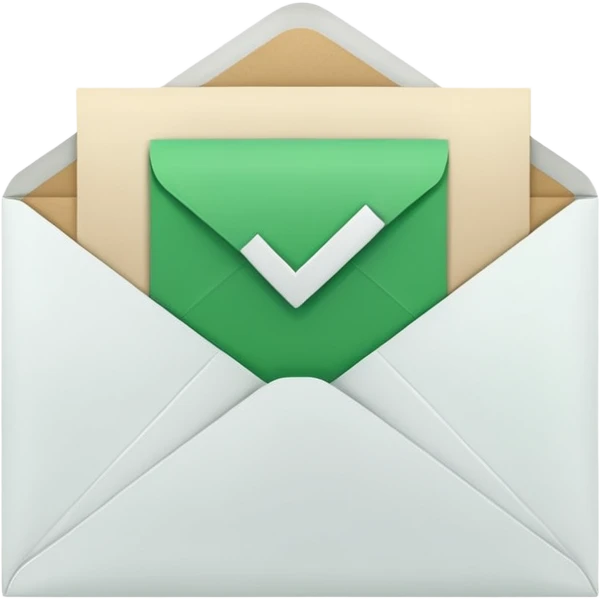 a letter with green checkbox inside the white envelop emoji