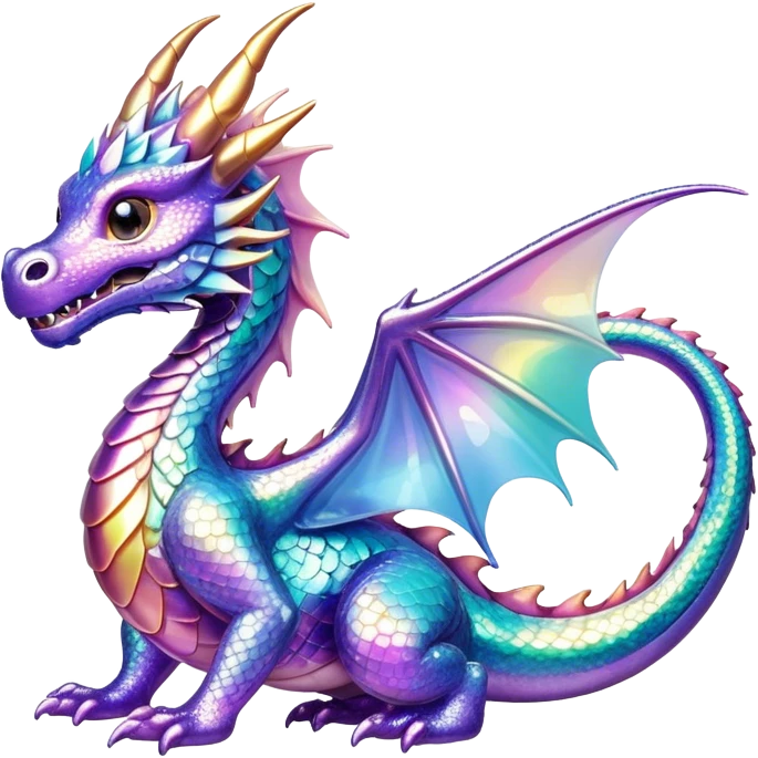Sparkly glossy Pastel iridescent glass dragon emoji