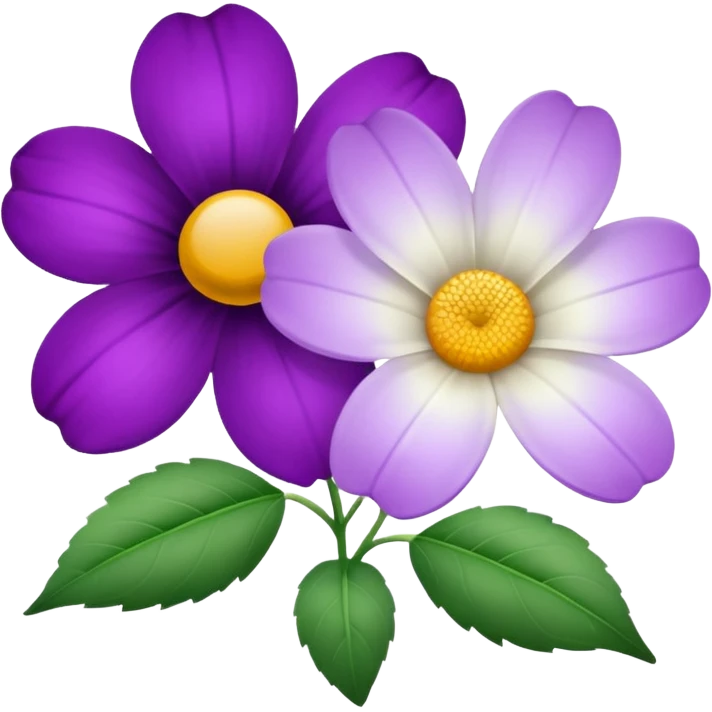 White flower and a purple flower separate  emoji