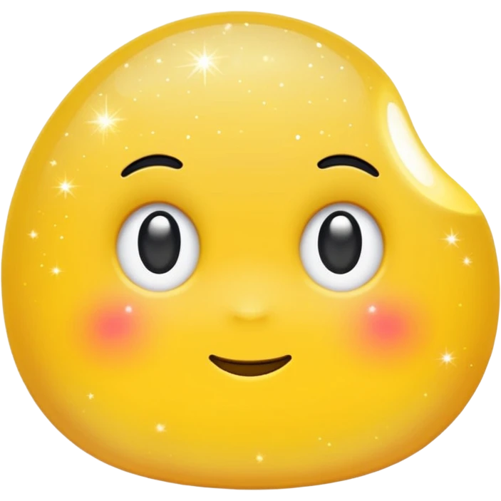 Generate a high-quality 3D cartoon-style emoji of yellow glitter, sparkling effect, smooth gradient colors, rounded and cute appearance, simple white background, high-resolution.
 emoji