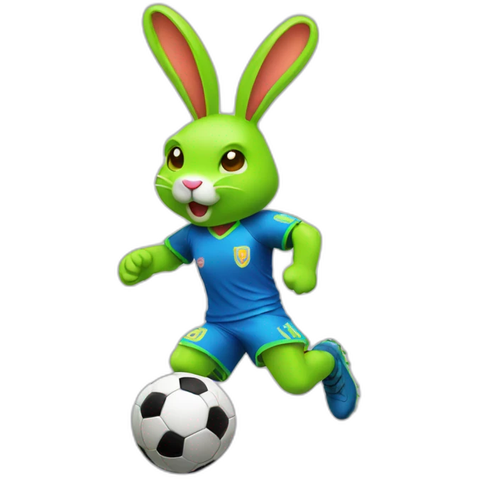 neon rabbit playing soccer emoji