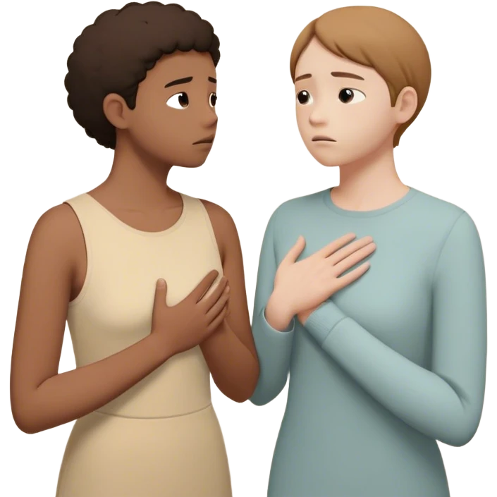 A person stands still, hand on their chest, hesitating between a floating “Yes” and “No.” Their face shows discomfort, but they don’t rush to choose. Nearby, someone looks disappointed but calm. The scene captures **pausing, tolerating discomfort, and making space for others' feelings.** 🚦😣 emoji