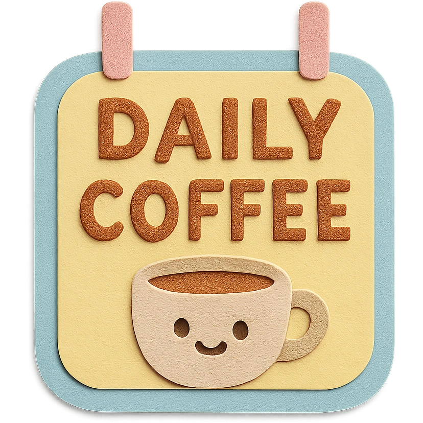 kawaii daily coffee signboard with rounded pastel frame emoji