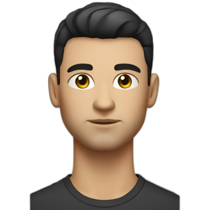 caucasian male mean thug with black short hair in a French Crop style Mid Fade styled down emoji