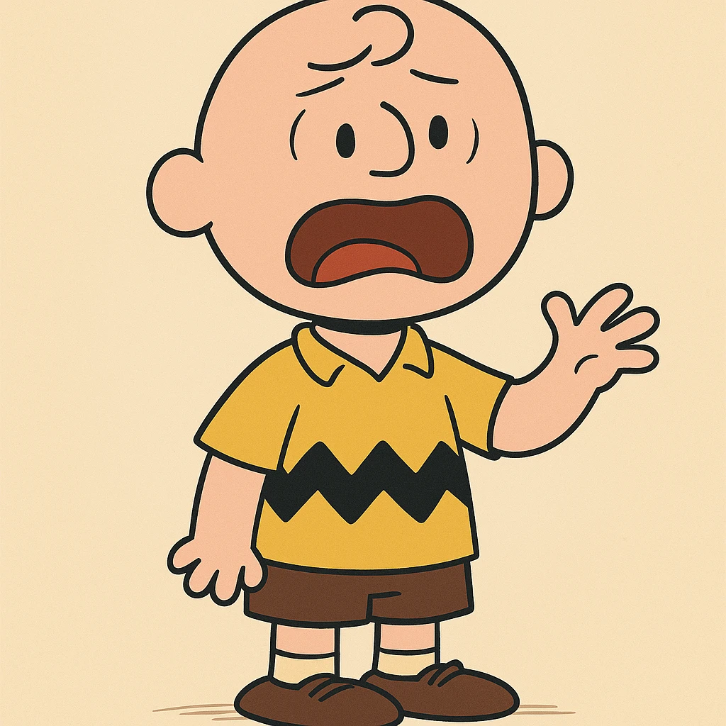 Charlie Brown classic cartoon style yellow zigzag shirt simple background emoji