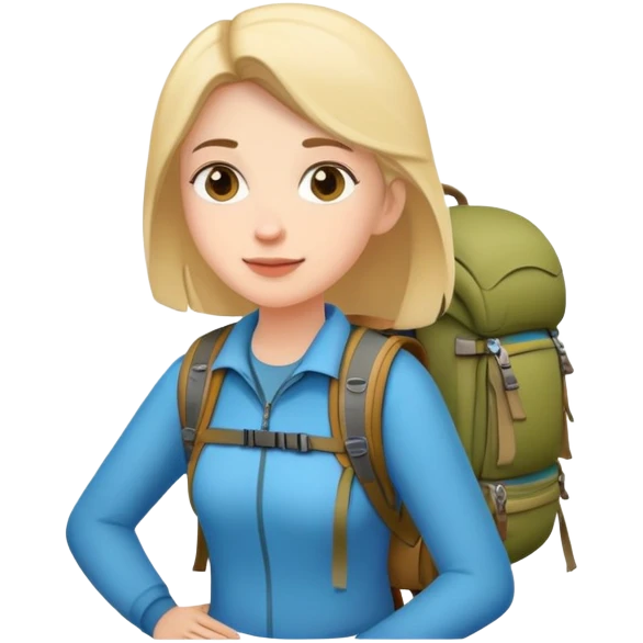 woman with hiking backpack emoji