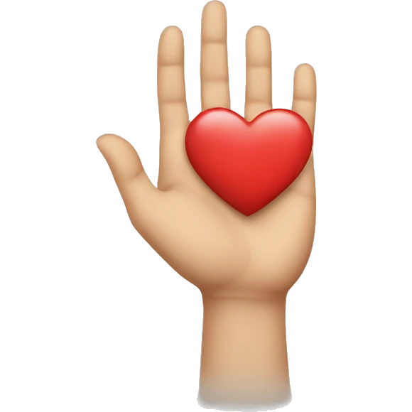 a hand that lift a heart to show support emoji