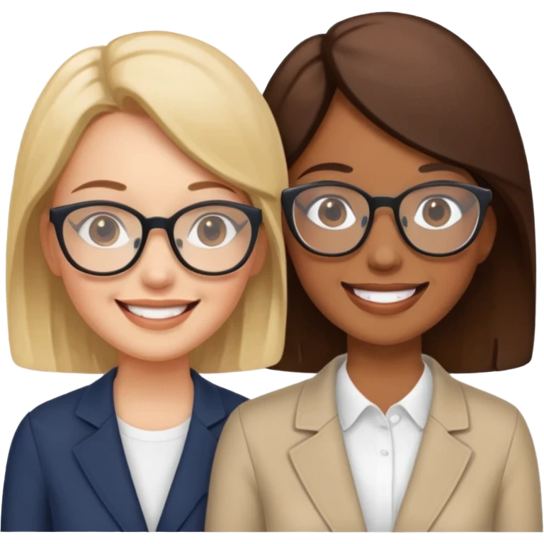 Two women friends with glasses emoji