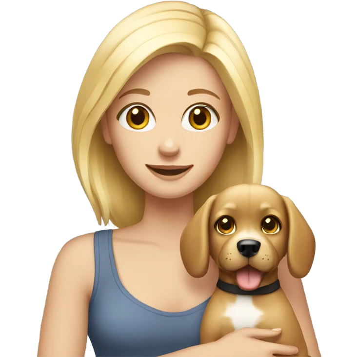 blonde girl holding a dog emoji