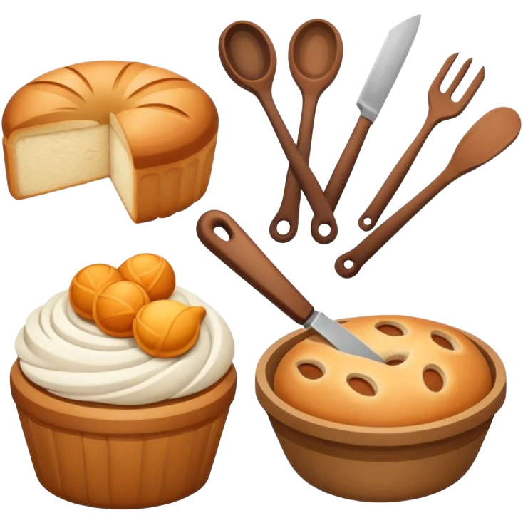 minimalistic bakery tools and food emoji