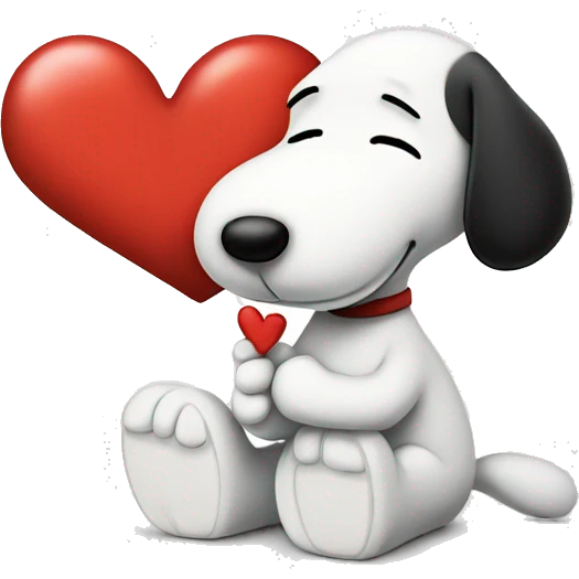 Snoopy with heart  emoji